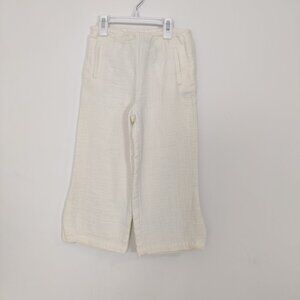 Zara Girls' Pants Size 7 Cream Color Cotton Blend Summer Resortwear Casual Daily